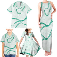 Aloha Lei Mikioi Family Matching Tank Maxi Dress and Hawaiian Shirt Sage Green Polynesian Tribal Tatau Pattern LT9 - Polynesian Pride