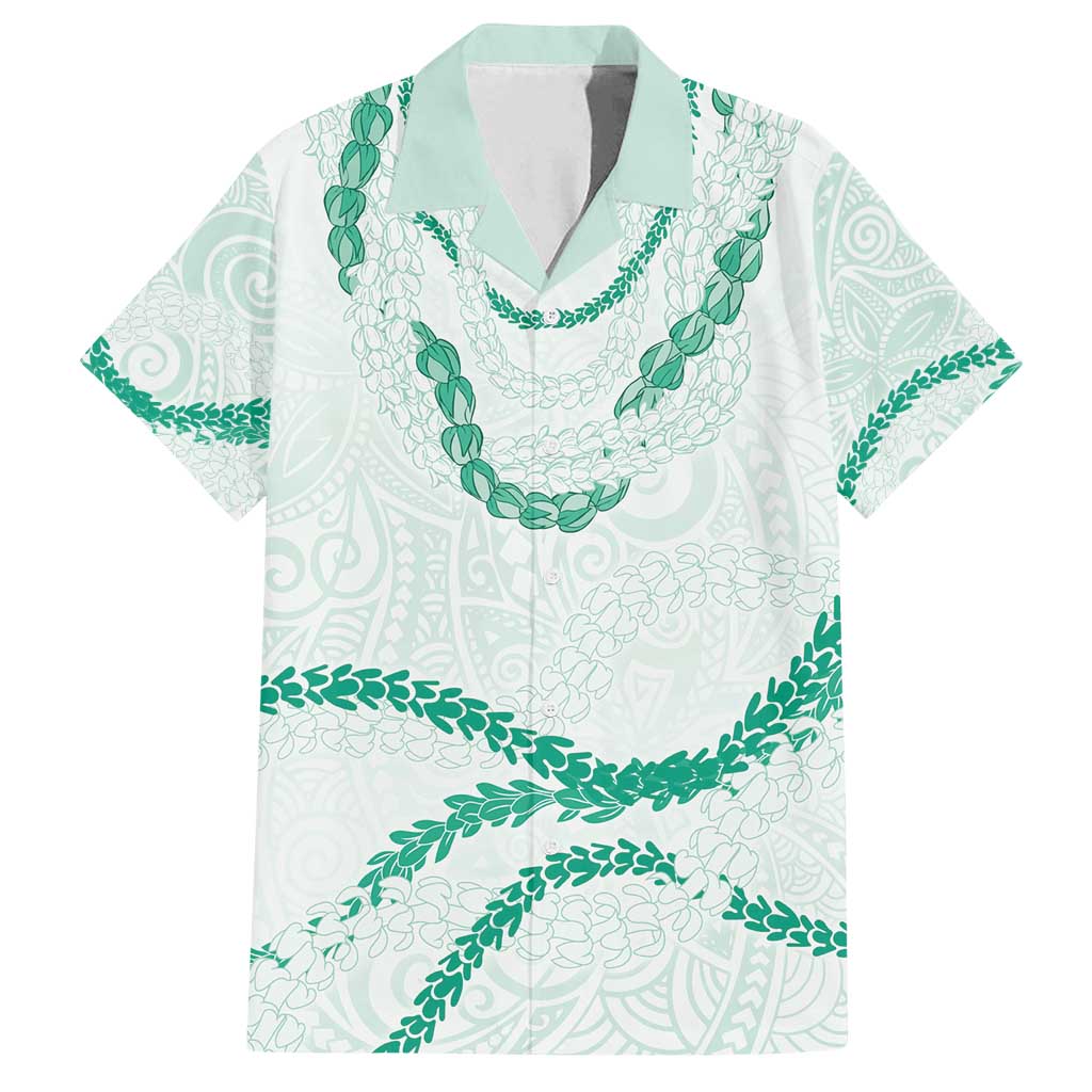 Aloha Lei Mikioi Family Matching Tank Maxi Dress and Hawaiian Shirt Sage Green Polynesian Tribal Tatau Pattern LT9 Dad's Shirt - Short Sleeve Green - Polynesian Pride