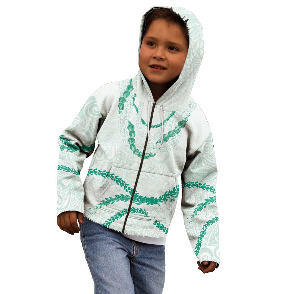 Aloha Lei Mikioi Kid Hoodie Sage Green Polynesian Tribal Tatau Pattern