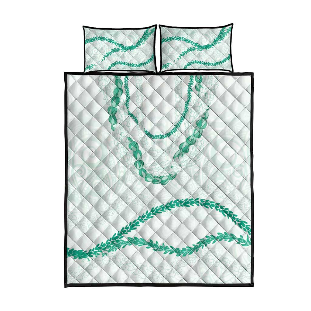 Aloha Lei Mikioi Quilt Bed Set Sage Green Polynesian Tribal Tatau Pattern