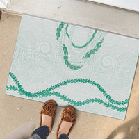 Aloha Lei Mikioi Rubber Doormat Sage Green Polynesian Tribal Tatau Pattern