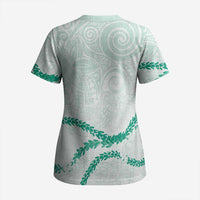 Aloha Lei Mikioi Scrub Top Sage Green Polynesian Tribal Tatau Pattern LT9 - Polynesian Pride