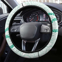 Aloha Lei Mikioi Steering Wheel Cover Sage Green Polynesian Tribal Tatau Pattern