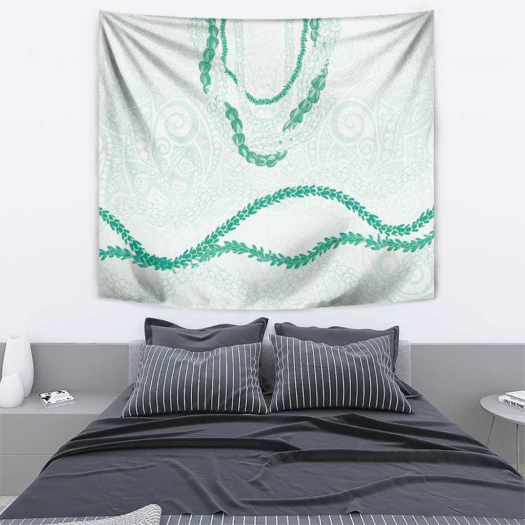 Aloha Lei Mikioi Tapestry Sage Green Polynesian Tribal Tatau Pattern