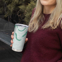 Aloha Lei Mikioi Tumbler Cup Sage Green Polynesian Tribal Tatau Pattern