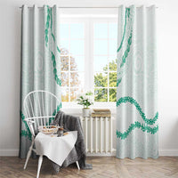 Aloha Lei Mikioi Window Curtain Sage Green Polynesian Tribal Tatau Pattern