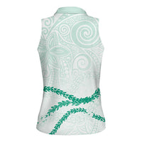 Aloha Lei Mikioi Women Sleeveless Polo Shirt Sage Green Polynesian Tribal Tatau Pattern LT9 - Polynesian Pride