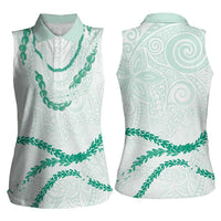 Aloha Lei Mikioi Women Sleeveless Polo Shirt Sage Green Polynesian Tribal Tatau Pattern LT9 - Polynesian Pride