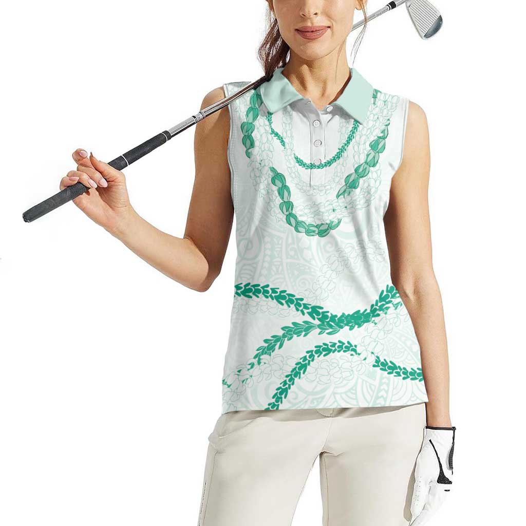 Aloha Lei Mikioi Women Sleeveless Polo Shirt Sage Green Polynesian Tribal Tatau Pattern LT9 - Polynesian Pride