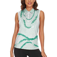 Aloha Lei Mikioi Women Sleeveless Polo Shirt Sage Green Polynesian Tribal Tatau Pattern LT9 - Polynesian Pride