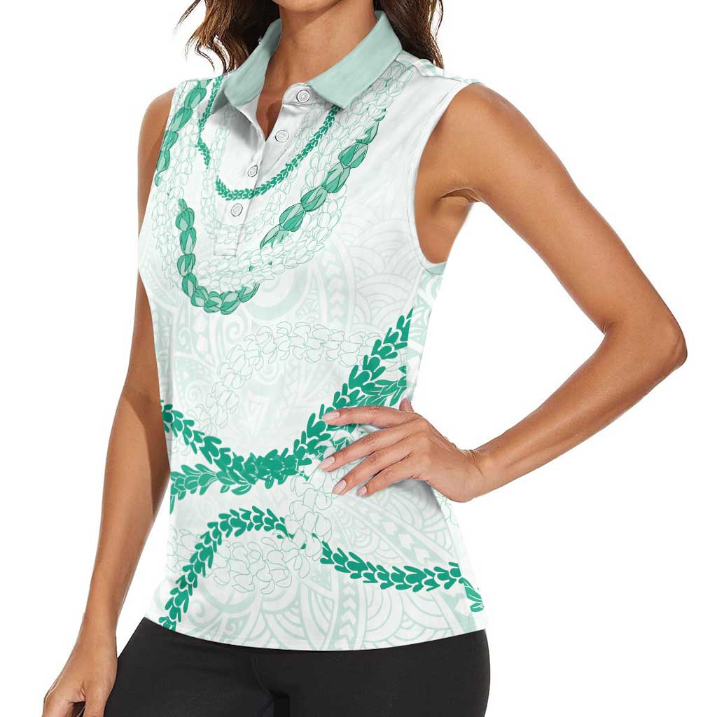 Aloha Lei Mikioi Women Sleeveless Polo Shirt Sage Green Polynesian Tribal Tatau Pattern LT9 - Polynesian Pride