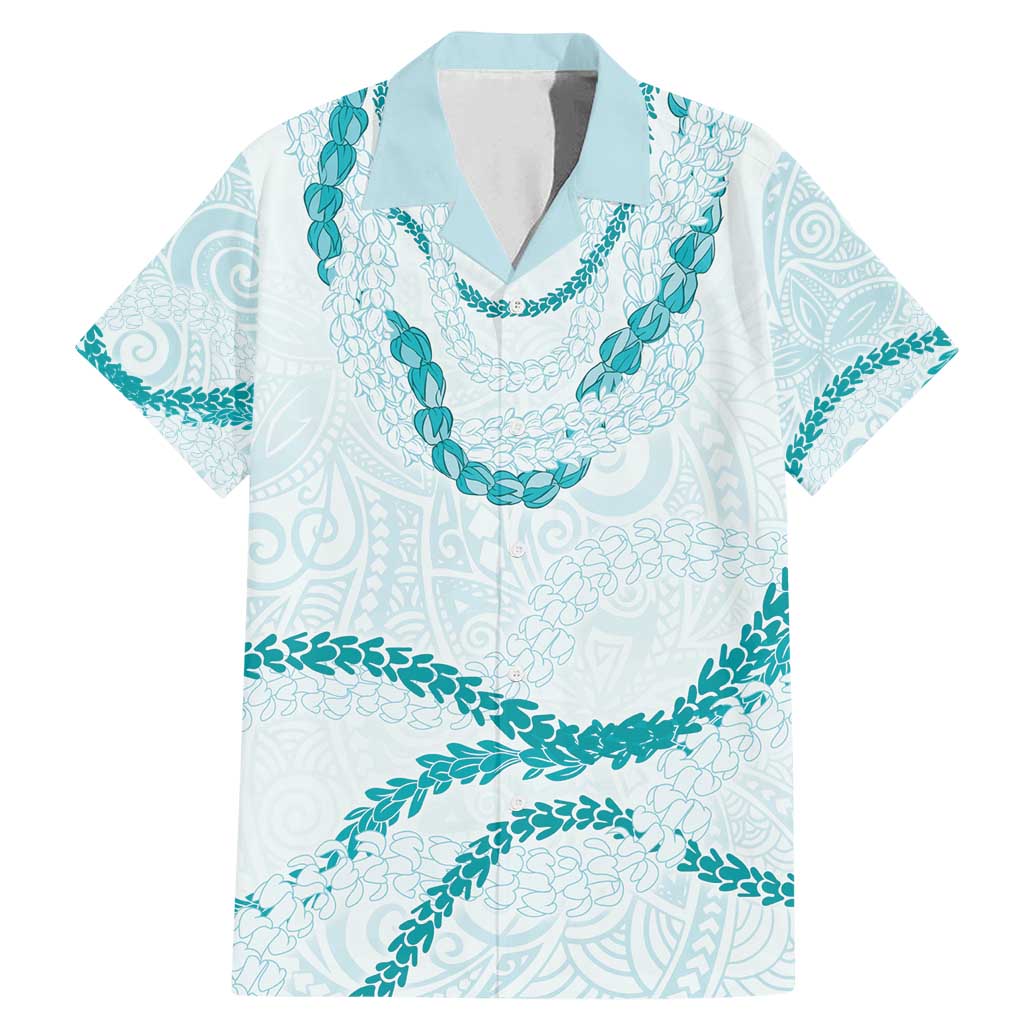 Aloha Lei Mikioi Family Matching Mermaid Dress and Hawaiian Shirt Teal Polynesian Tribal Tatau Pattern LT9 Dad's Shirt - Short Sleeve Teal - Polynesian Pride