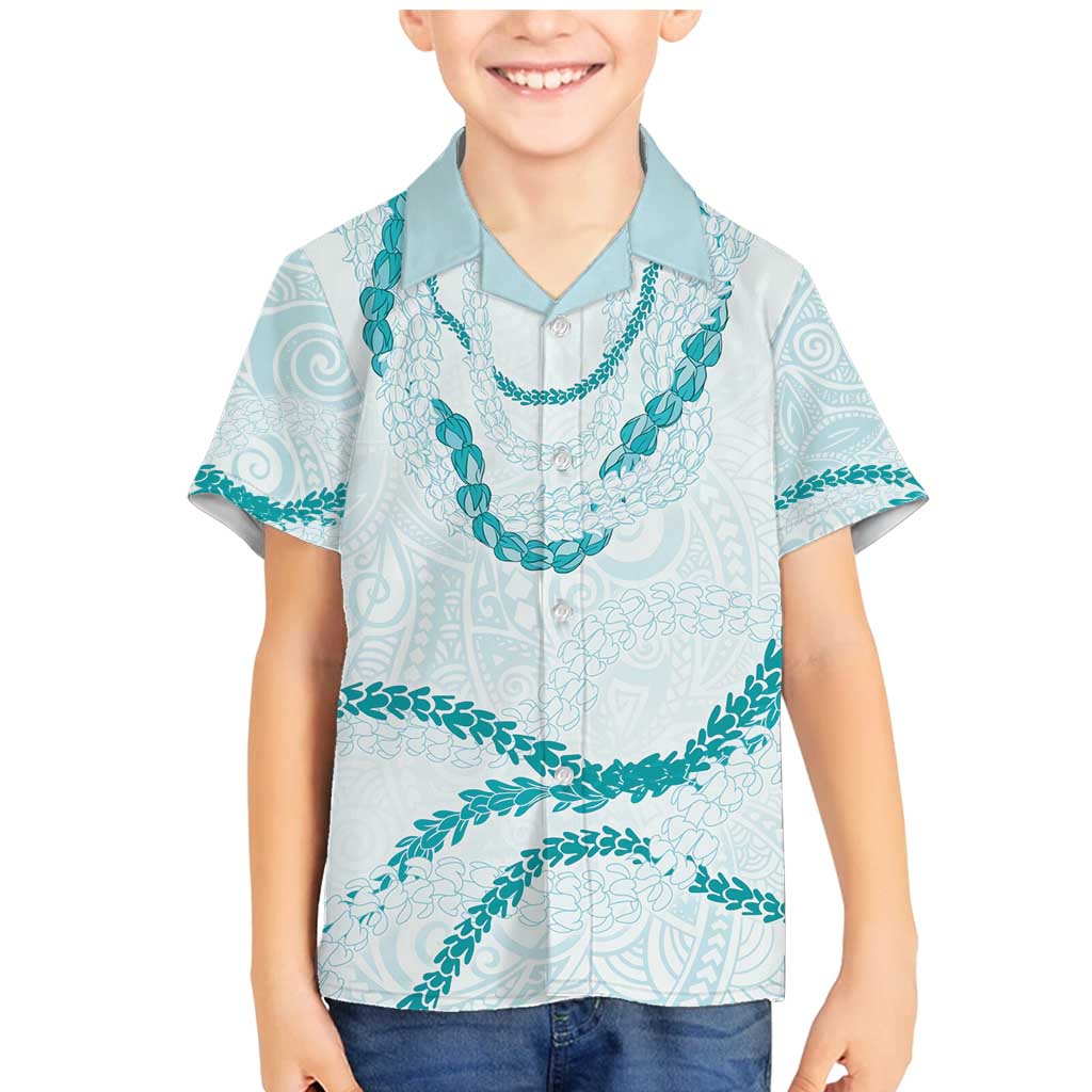 Aloha Lei Mikioi Family Matching Mermaid Dress and Hawaiian Shirt Teal Polynesian Tribal Tatau Pattern LT9 Son's Shirt Teal - Polynesian Pride