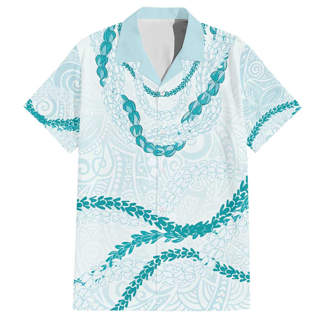 Aloha Lei Mikioi Family Matching Short Sleeve Bodycon Dress and Hawaiian Shirt Teal Polynesian Tribal Tatau Pattern LT9 Dad's Shirt - Short Sleeve Teal - Polynesian Pride