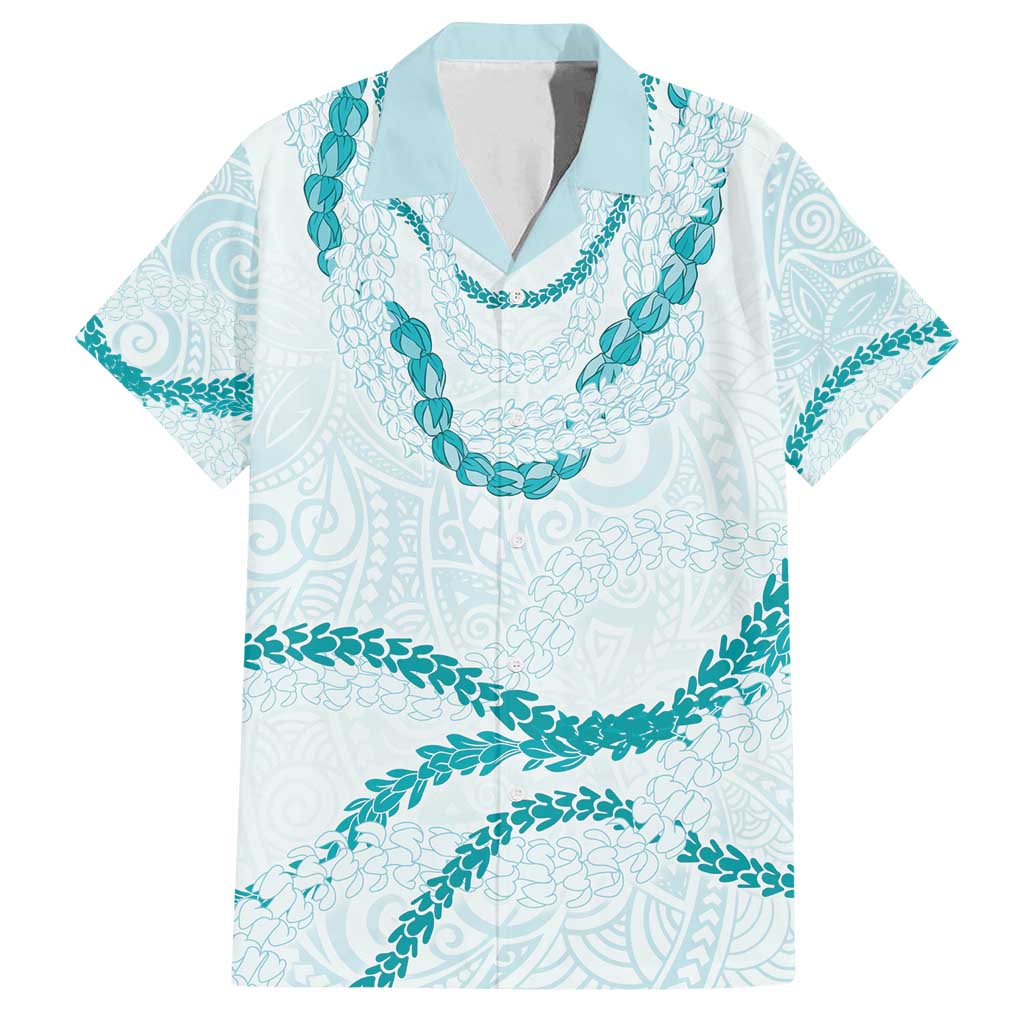 Aloha Lei Mikioi Family Matching Summer Maxi Dress and Hawaiian Shirt Teal Polynesian Tribal Tatau Pattern LT9 Dad's Shirt - Short Sleeve Teal - Polynesian Pride