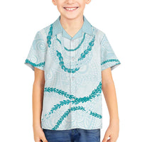 Aloha Lei Mikioi Family Matching Tank Maxi Dress and Hawaiian Shirt Teal Polynesian Tribal Tatau Pattern LT9 Son's Shirt Teal - Polynesian Pride