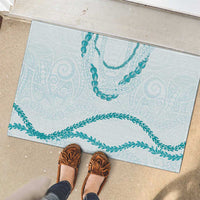 Aloha Lei Mikioi Rubber Doormat Teal Polynesian Tribal Tatau Pattern