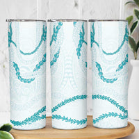 Aloha Lei Mikioi Skinny Tumbler Teal Polynesian Tribal Tatau Pattern