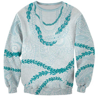 Aloha Lei Mikioi Sweatshirt Teal Polynesian Tribal Tatau Pattern