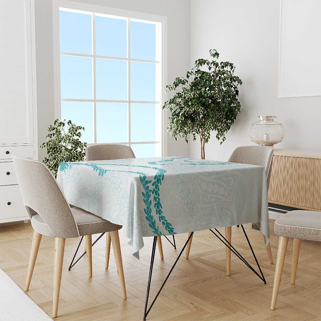 Aloha Lei Mikioi Tablecloth Teal Polynesian Tribal Tatau Pattern