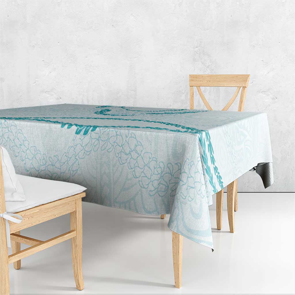 Aloha Lei Mikioi Tablecloth Teal Polynesian Tribal Tatau Pattern