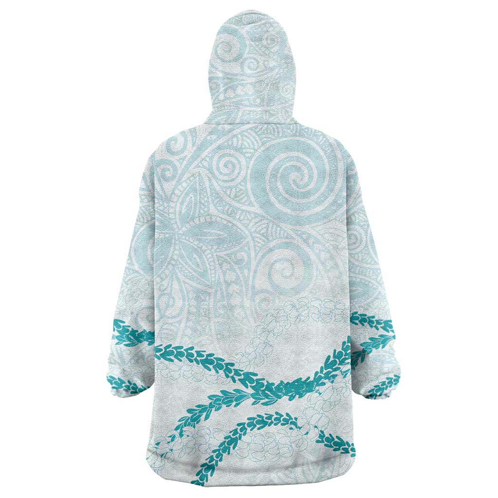 Aloha Lei Mikioi Wearable Blanket Hoodie Teal Polynesian Tribal Tatau Pattern LT9 - Polynesian Pride