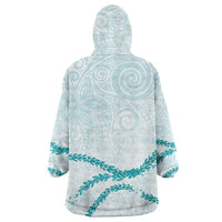 Aloha Lei Mikioi Wearable Blanket Hoodie Teal Polynesian Tribal Tatau Pattern LT9 - Polynesian Pride