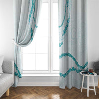 Aloha Lei Mikioi Window Curtain Teal Polynesian Tribal Tatau Pattern