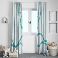 Aloha Lei Mikioi Window Curtain Teal Polynesian Tribal Tatau Pattern