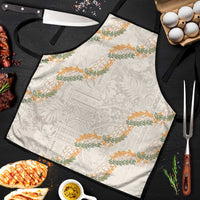 Aloha Pakalana and Puakenikeni Lei Apron Beige Hawaiian Pattern - Polynesian Pride