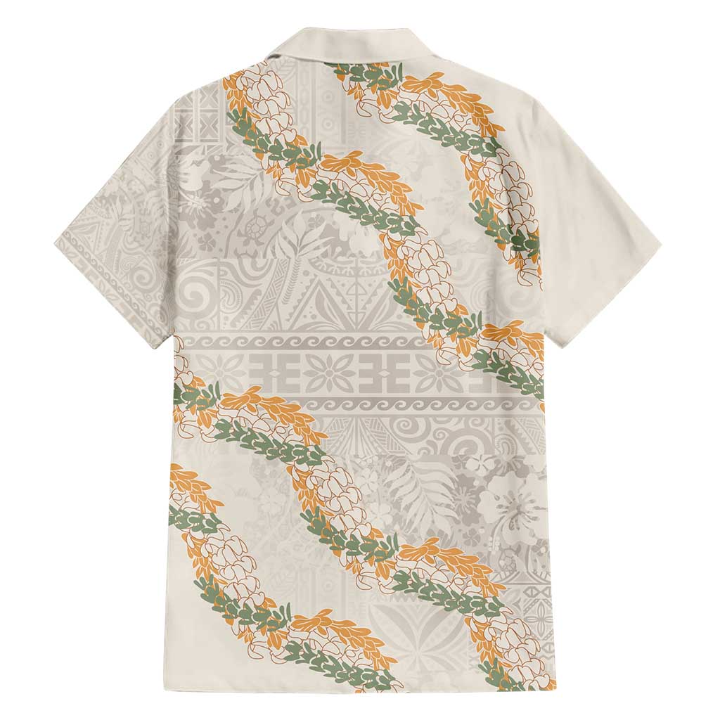 Aloha Pakalana and Puakenikeni Lei Family Matching Short Sleeve Bodycon Dress and Hawaiian Shirt Beige Hawaiian Pattern LT9 - Polynesian Pride