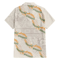 Aloha Pakalana and Puakenikeni Lei Family Matching Short Sleeve Bodycon Dress and Hawaiian Shirt Beige Hawaiian Pattern LT9 - Polynesian Pride