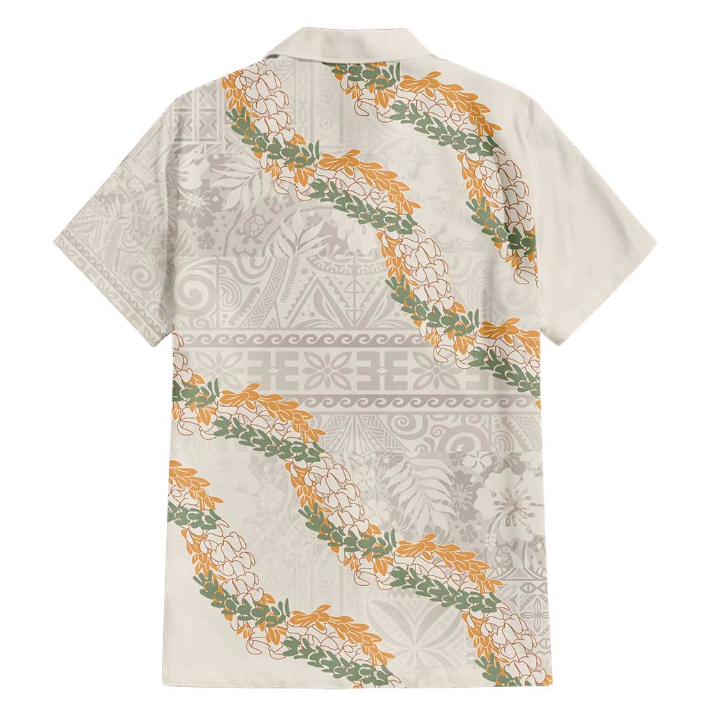 Aloha Pakalana and Puakenikeni Lei Family Matching Summer Maxi Dress and Hawaiian Shirt Beige Hawaiian Pattern LT9 - Polynesian Pride