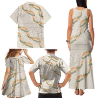 Aloha Pakalana and Puakenikeni Lei Family Matching Tank Maxi Dress and Hawaiian Shirt Beige Hawaiian Pattern LT9 - Polynesian Pride