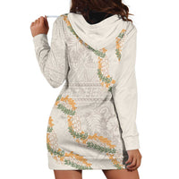 Aloha Pakalana and Puakenikeni Lei Hoodie Dress Beige Hawaiian Pattern LT9 - Polynesian Pride