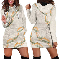Aloha Pakalana and Puakenikeni Lei Hoodie Dress Beige Hawaiian Pattern LT9 - Polynesian Pride