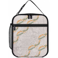Aloha Pakalana and Puakenikeni Lei Lunch Bag Beige Hawaiian Pattern LT9 10.2 × 8.3 × 4.3 inch Beige - Polynesian Pride