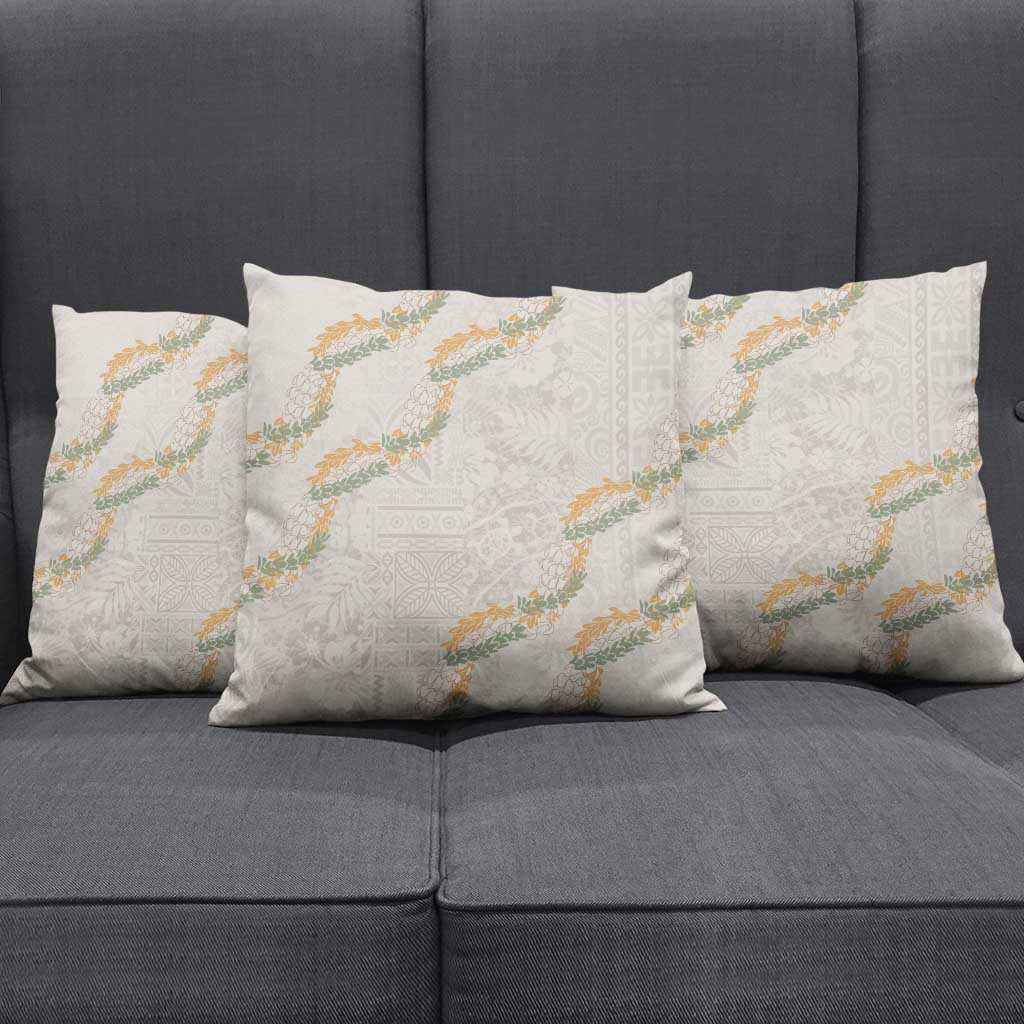 Aloha Pakalana and Puakenikeni Lei Pillow Cover Beige Hawaiian Pattern - Polynesian Pride