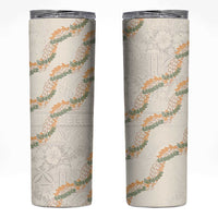Aloha Pakalana and Puakenikeni Lei Skinny Tumbler Beige Hawaiian Pattern LT9 Beige - Polynesian Pride