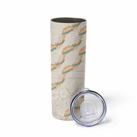 Aloha Pakalana and Puakenikeni Lei Skinny Tumbler Beige Hawaiian Pattern LT9 - Polynesian Pride