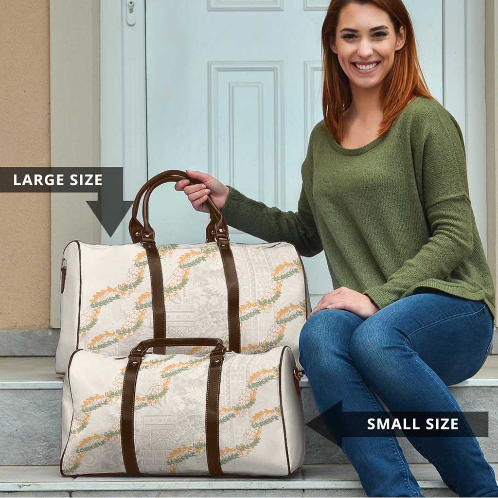 Aloha Pakalana and Puakenikeni Lei Travel Bag Beige Hawaiian Pattern - Polynesian Pride