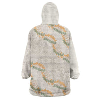 Aloha Pakalana and Puakenikeni Lei Wearable Blanket Hoodie Beige Hawaiian Pattern LT9 - Polynesian Pride