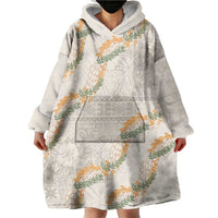 Aloha Pakalana and Puakenikeni Lei Wearable Blanket Hoodie Beige Hawaiian Pattern LT9 - Polynesian Pride