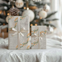 Aloha Pakalana and Puakenikeni Lei Wrapping Paper Beige Hawaiian Pattern - Polynesian Pride