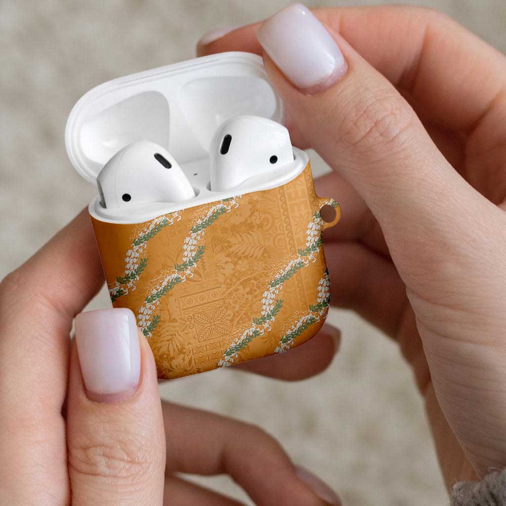 Aloha Pakalana and Puakenikeni Lei AirPods Case Gold Hawaiian Pattern - Polynesian Pride