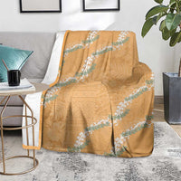 Aloha Pakalana and Puakenikeni Lei Blanket Gold Hawaiian Pattern