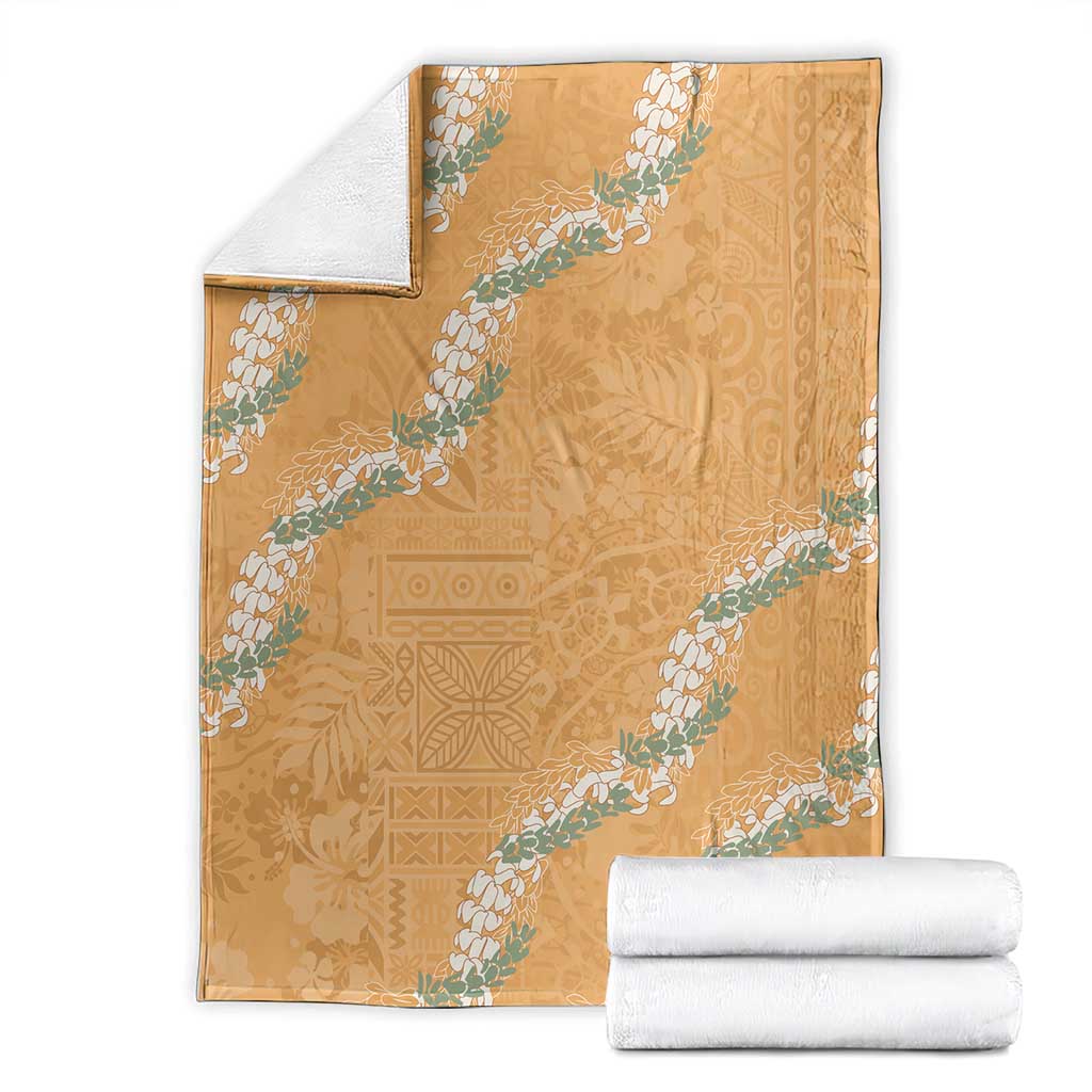 Aloha Pakalana and Puakenikeni Lei Blanket Gold Hawaiian Pattern