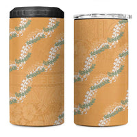 Aloha Pakalana and Puakenikeni Lei 4 in 1 Can Cooler Tumbler Gold Hawaiian Pattern LT9 One Size: 16 oz Gold - Polynesian Pride