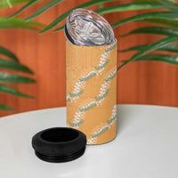 Aloha Pakalana and Puakenikeni Lei 4 in 1 Can Cooler Tumbler Gold Hawaiian Pattern LT9 - Polynesian Pride