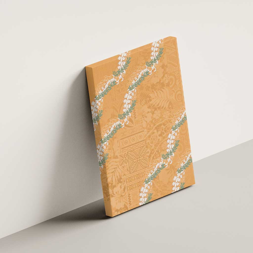 Aloha Pakalana and Puakenikeni Lei Canvas Wall Art Gold Hawaiian Pattern